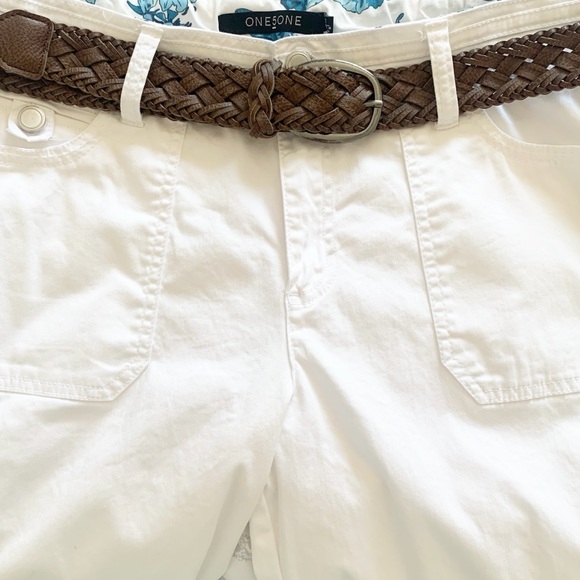 NEW One 5 One White Cropped Pants Size 12 - Picture 6 of 9